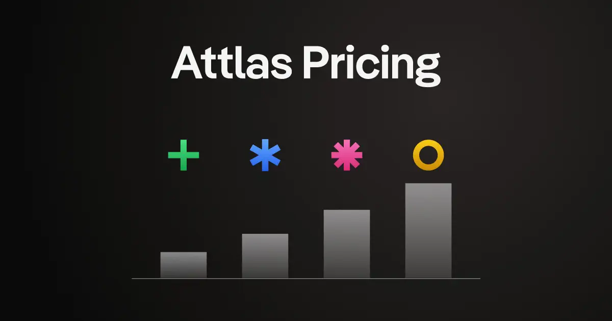The image features a sleek and modern design showcasing the "Attlas Pricing" title in bold, white font against a dark background. Beneath the title, there is a simple bar graph representing different pricing tiers, each represented by distinct icons in green, blue, and orange. The bars increase in height from left to right, indicating varying pricing levels or plans offered by Attlas. This visual effectively communicates the company's pricing structure in a clear and engaging manner.